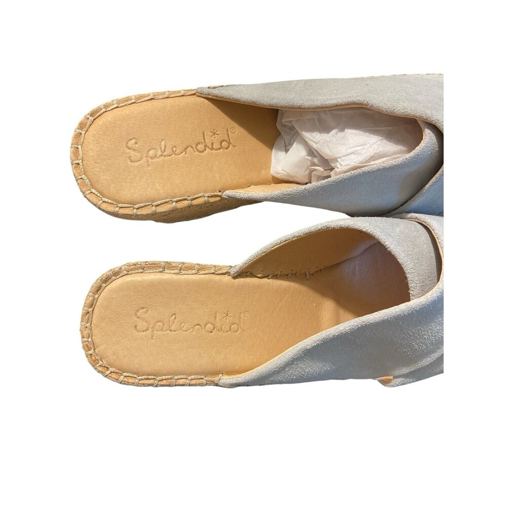 Splendid Britt Size 9M Beige Suede Leather‎ Espadrille Wedge Sandals Slide - Picture 9 of 11